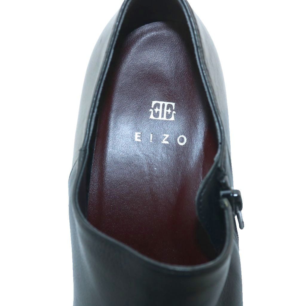 【美品】EIZO エイゾー ショート ブーツ 黒 皮 24cm エイゾー EIZO ブーティ ショートブーツ チャンキーヒール