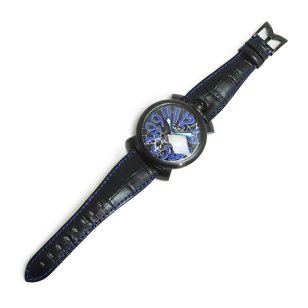 ガガミラノ マヌアーレ 48MM モザイク 手巻き 腕時計 型押しカーフ ...