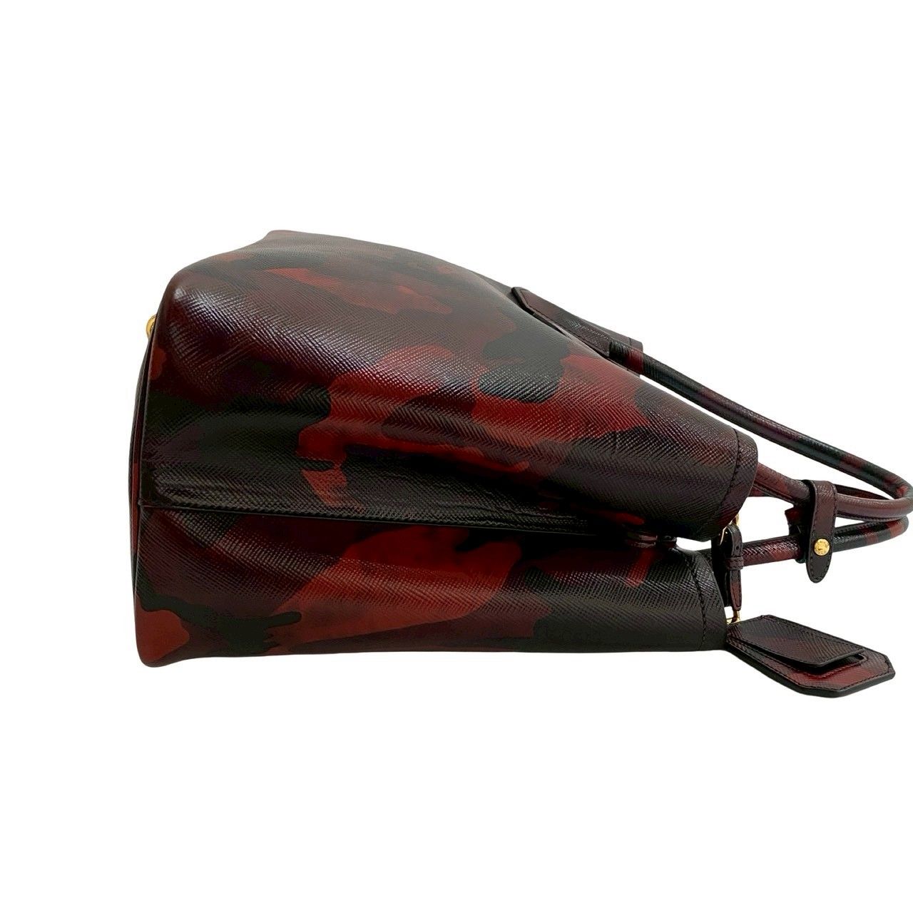 極 美品 PRADA プラダ 三角ロゴ 金具 カモフラージュ 柄 レザー