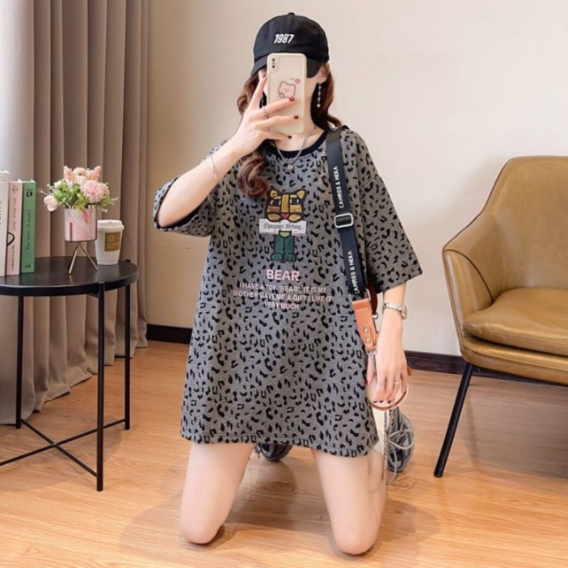 レオパード柄 Tシャツ レディース 半袖 ビッグシルエット 韓国