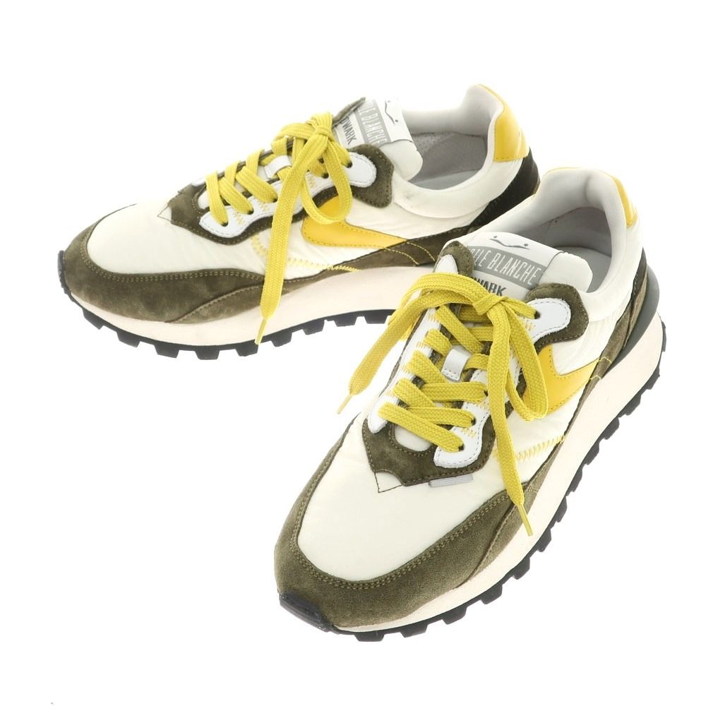 【中古】ボイルブランシェ VOILE BLANCHE QWARK HYPE MAN スニーカー アイボリーxオリーブグリーン×イエロー系【サイズ41】【メンズ】
