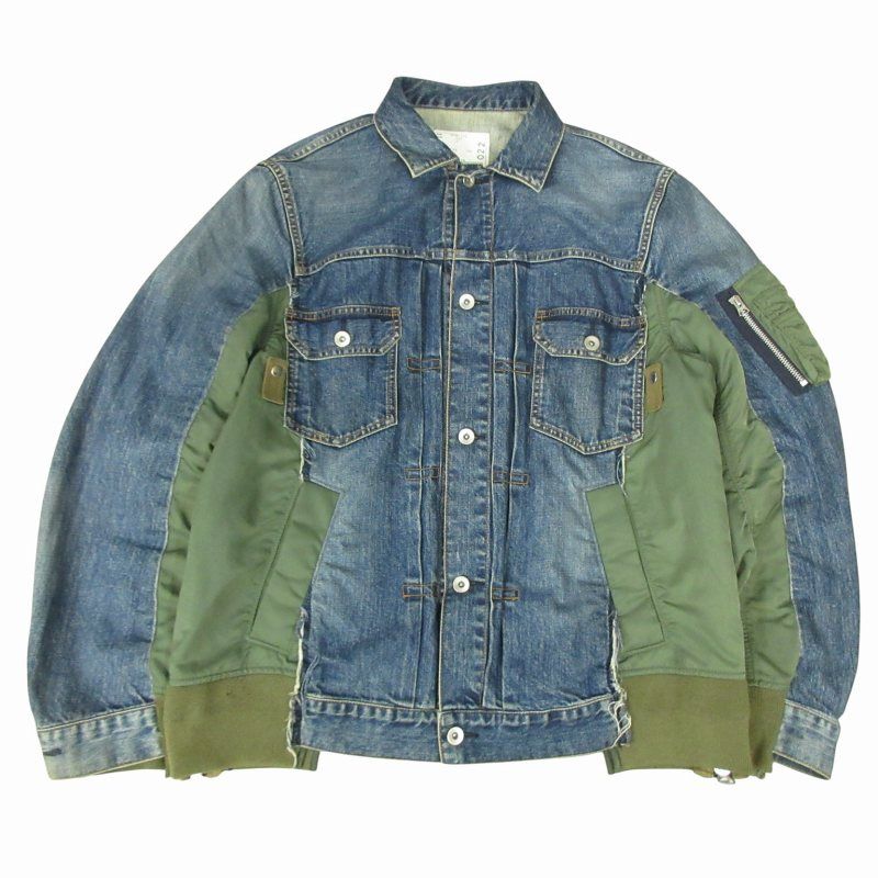 サカイ sacai Denim x Nylon Twill Jacket MA-1 ドッキングジャケット