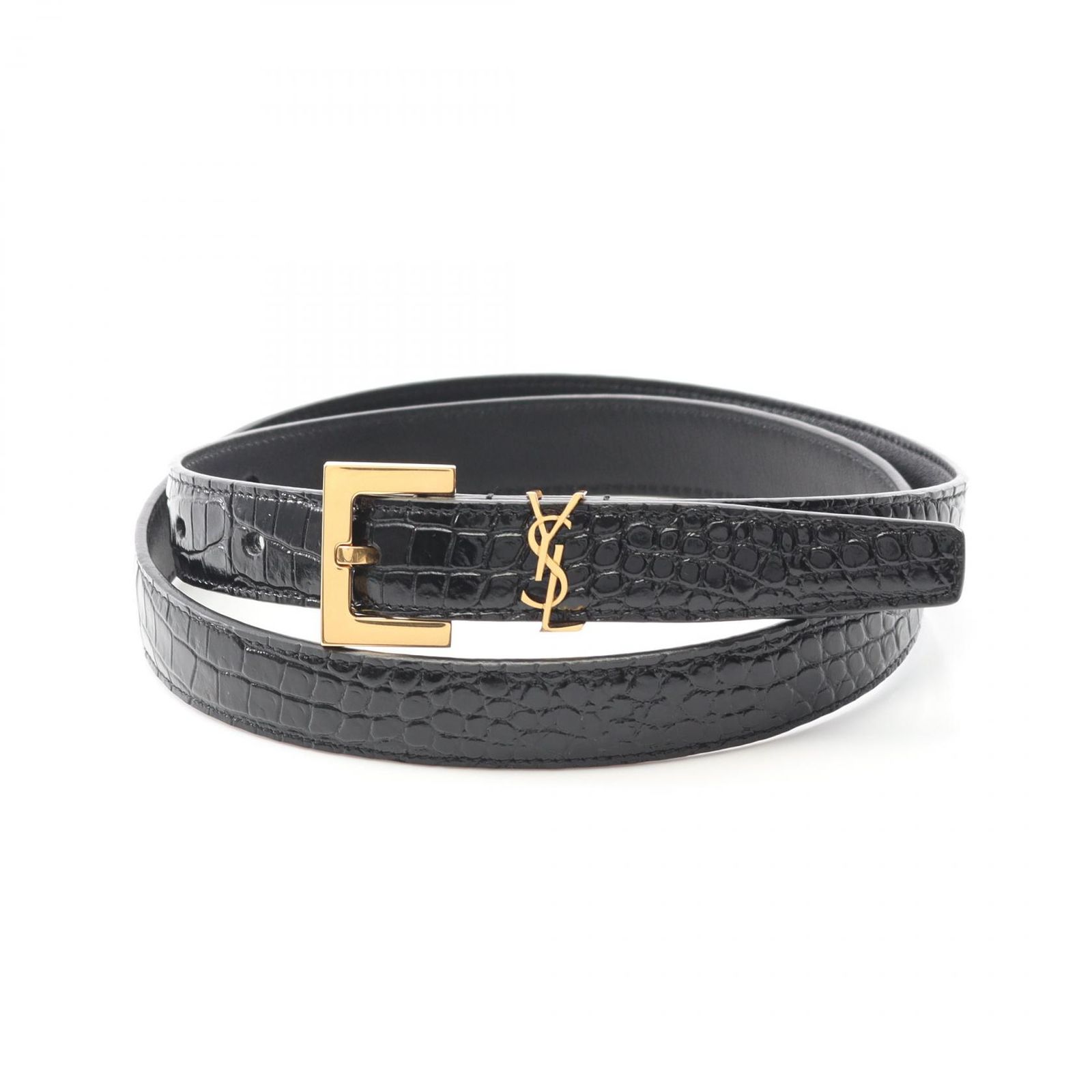 サンローランパリ SAINT LAURENT PARIS ベルト CASSANDRE カッサンドル モノグラム ナロー 554465DND0J100085 ブラック レザー ベルト レディース