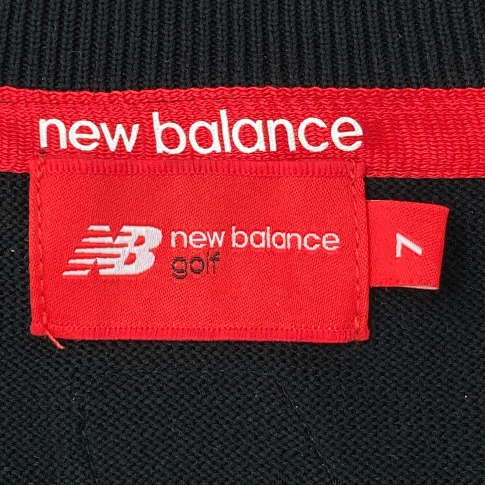 サイズ：7 NEW BALANCE GOLF ニューバランス  ロゴ刺繍 ニットベスト  ブラック系 [240101443106] ゴルフウェア メンズ ストスト サイズ：7 NEW BALANCE GOLF ニューバランス ロゴ刺繍 ニット