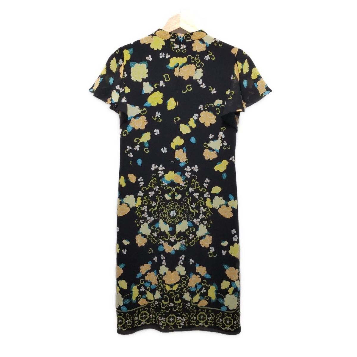 スーナウーナ SunaUna サイズ36 S 黒 レディース フラワー/冬物 美品 コート SunaUna - sunauna 花柄 七分袖 ひざ丈ワンピース レース シアー