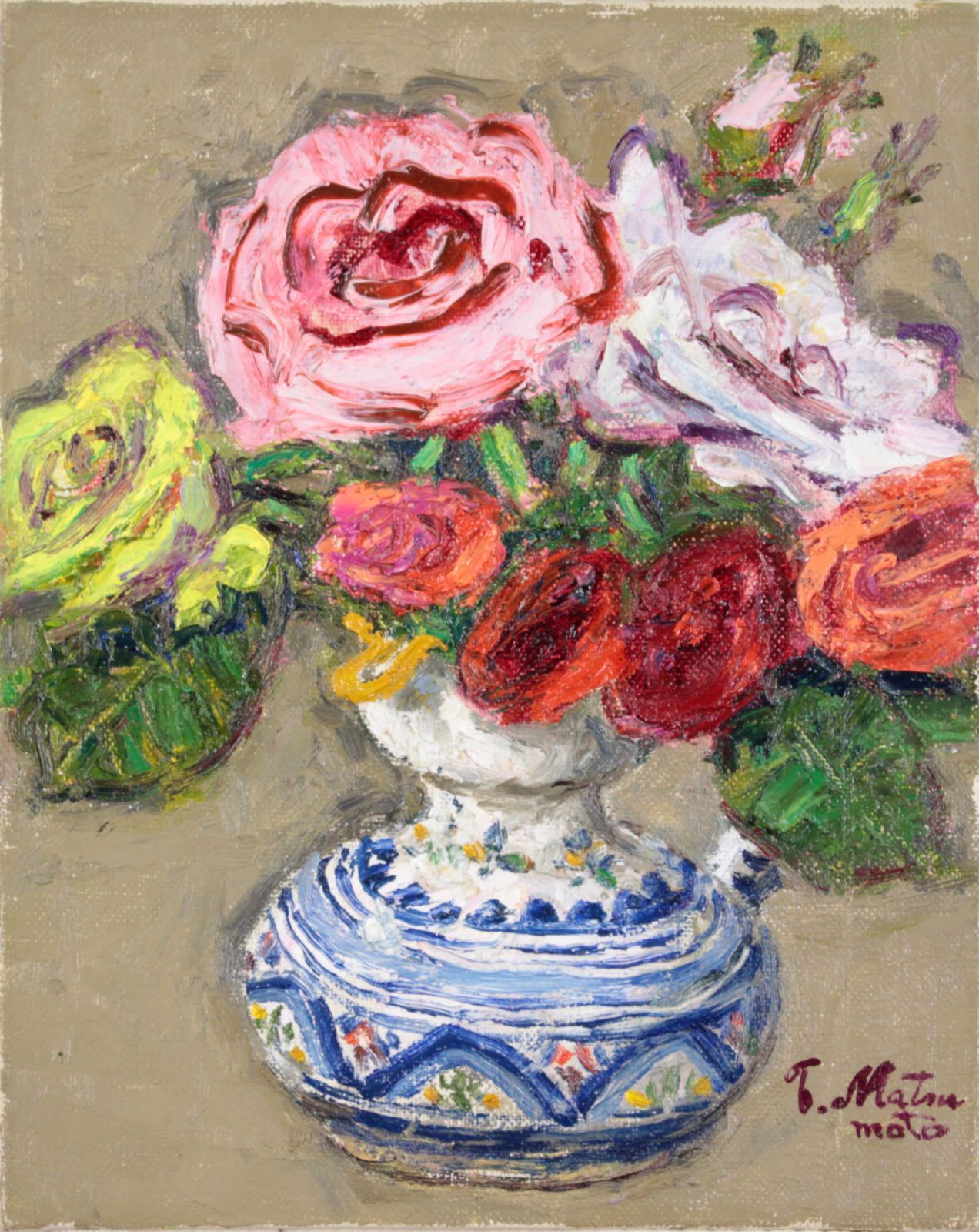 松本富太郎『スペイン壷の薔薇』油彩画【真作保証】 絵画 - メルカリ