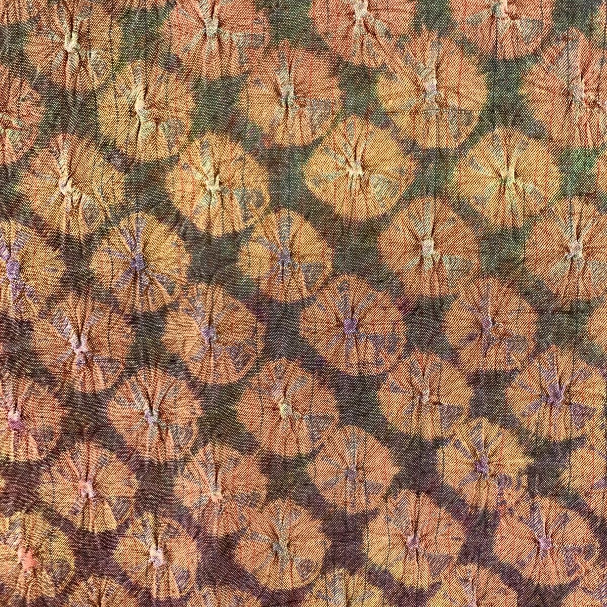 道中着 身丈125.5cm 裄丈64cm M 和装コート 着物衿 絞り 赤茶 正絹 美  