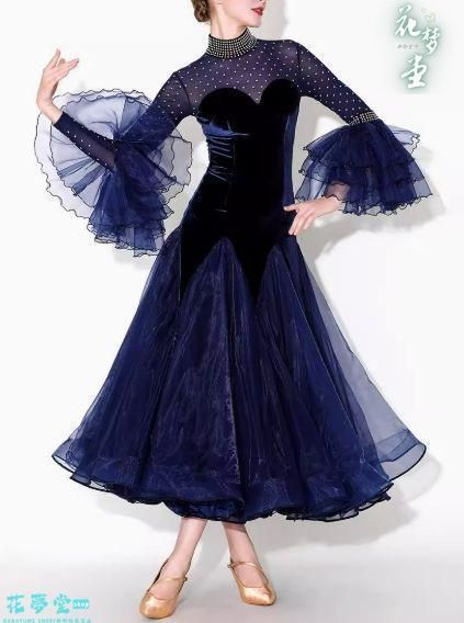 25年 社交ダンスドレス ドレス モダンダンス ベルベット オーダーメイド 撮影会 舞台 イベント 花夢堂-113