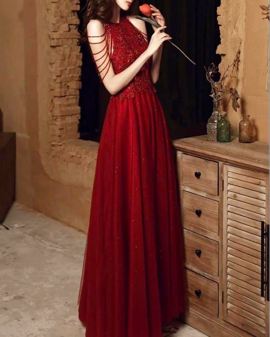 ビジューの美しい チュールイブニングドレス♩.• ビジューの美しい チュールイブニングドレス?.? - メルカリ