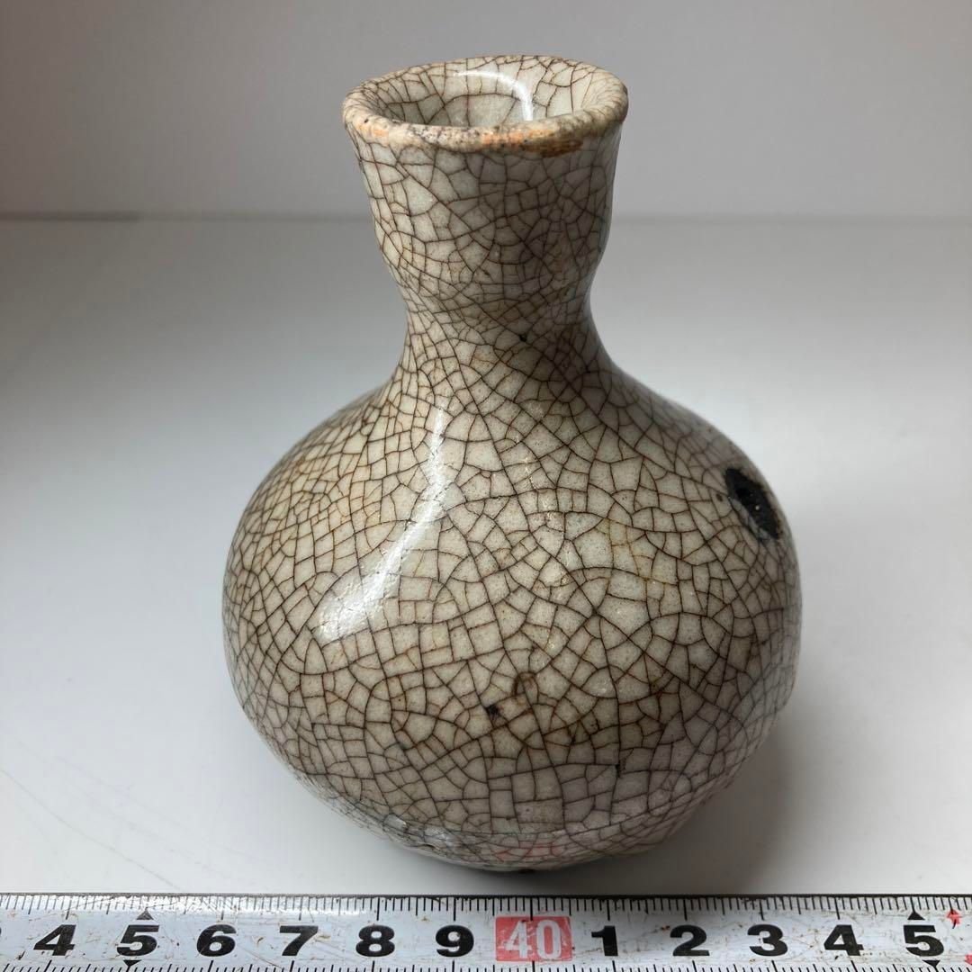中国古玩 ひび焼小瓶 高さ約10㎝ 東Y6-1230 2Fタルエ