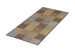 【新品・3営業日で発送】イケヒコ 純国産 い草花ござカーペット 『京刺子』 ブラウン 本間1畳（約95.5×191cm）