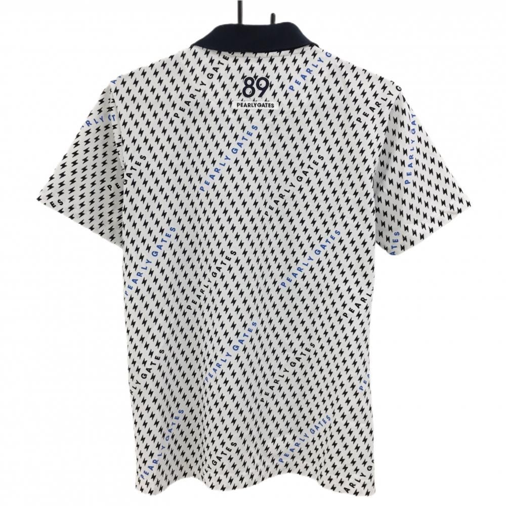 パーリーゲイツ 半袖 鹿の子 ポロシャツ 4 白 ロゴ 総柄 ゴルフウェア 美品】 PEARLY GATES GOLF パーリーゲイツ ゴルフ 鹿の子