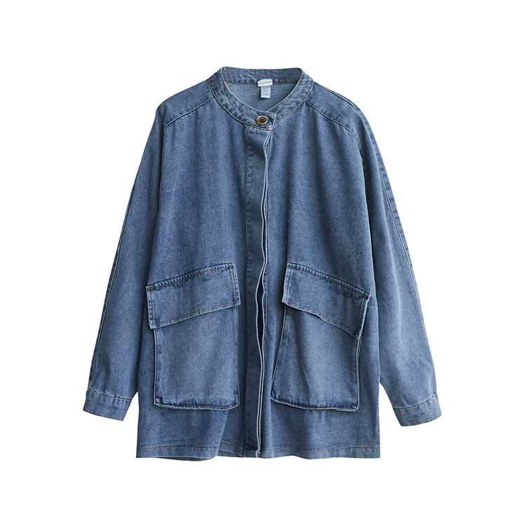 デニムジャケット レディース ノーカラー 大きめ 春 Gジャン