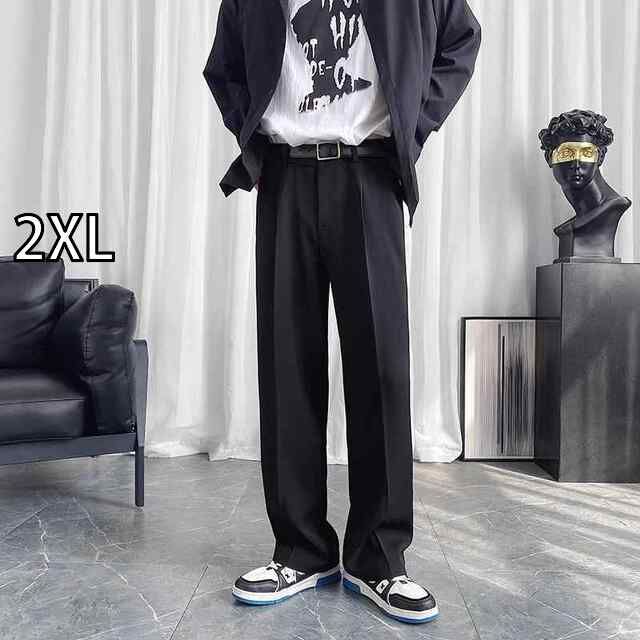 [2XL]秋冬 メンズ  服 シンプル ファッション オシャレ 大人 かっこいい 大きいサイズ ストリート 紳士服  秋 カジュアル パンツ ストレート 秋 ブラック スーツ ビジネス フォーマル