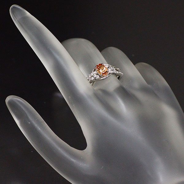 Pt900 インペリアルトパーズ ダイヤモンド リング 0.89ct D0