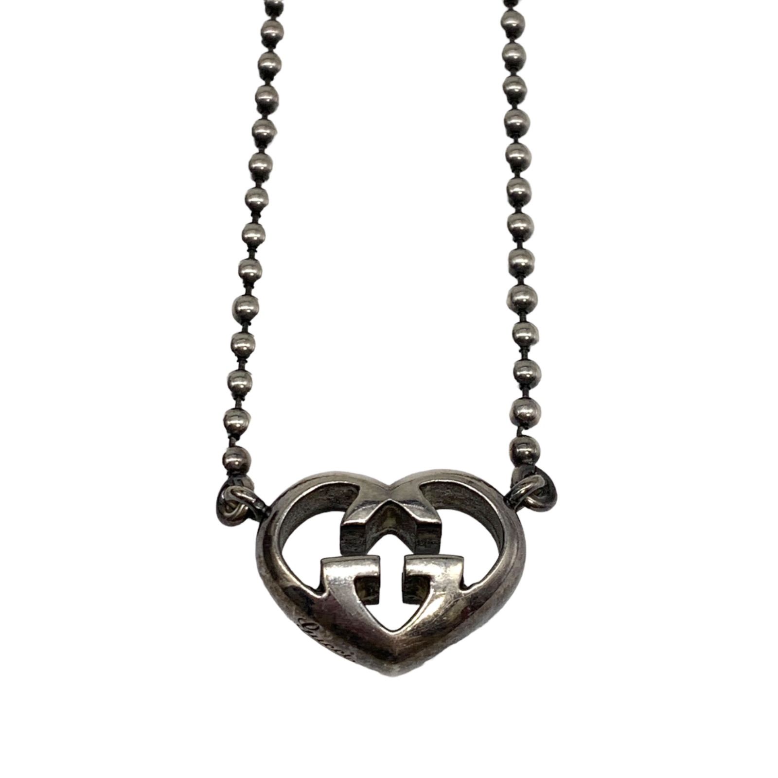 ♪0535 GUCCI グッチ ハートネックレス シルバー金具 925
