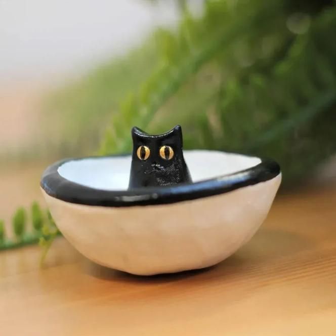 アクセサリー入れ黒猫ねこ小物入れインテリアお皿雑貨入れネコ猫