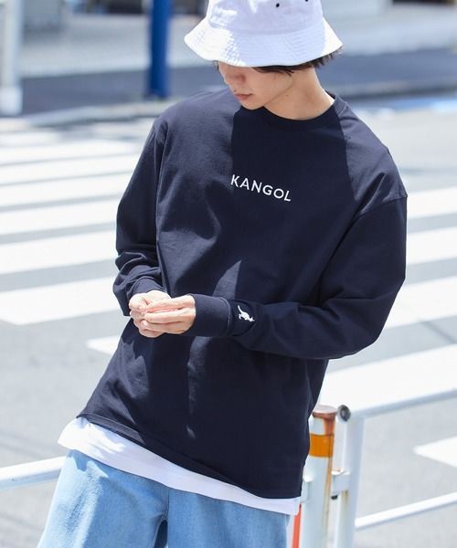 KANGOL ロゴ刺繍オーバーサイズカットソー 長袖Tシャツ