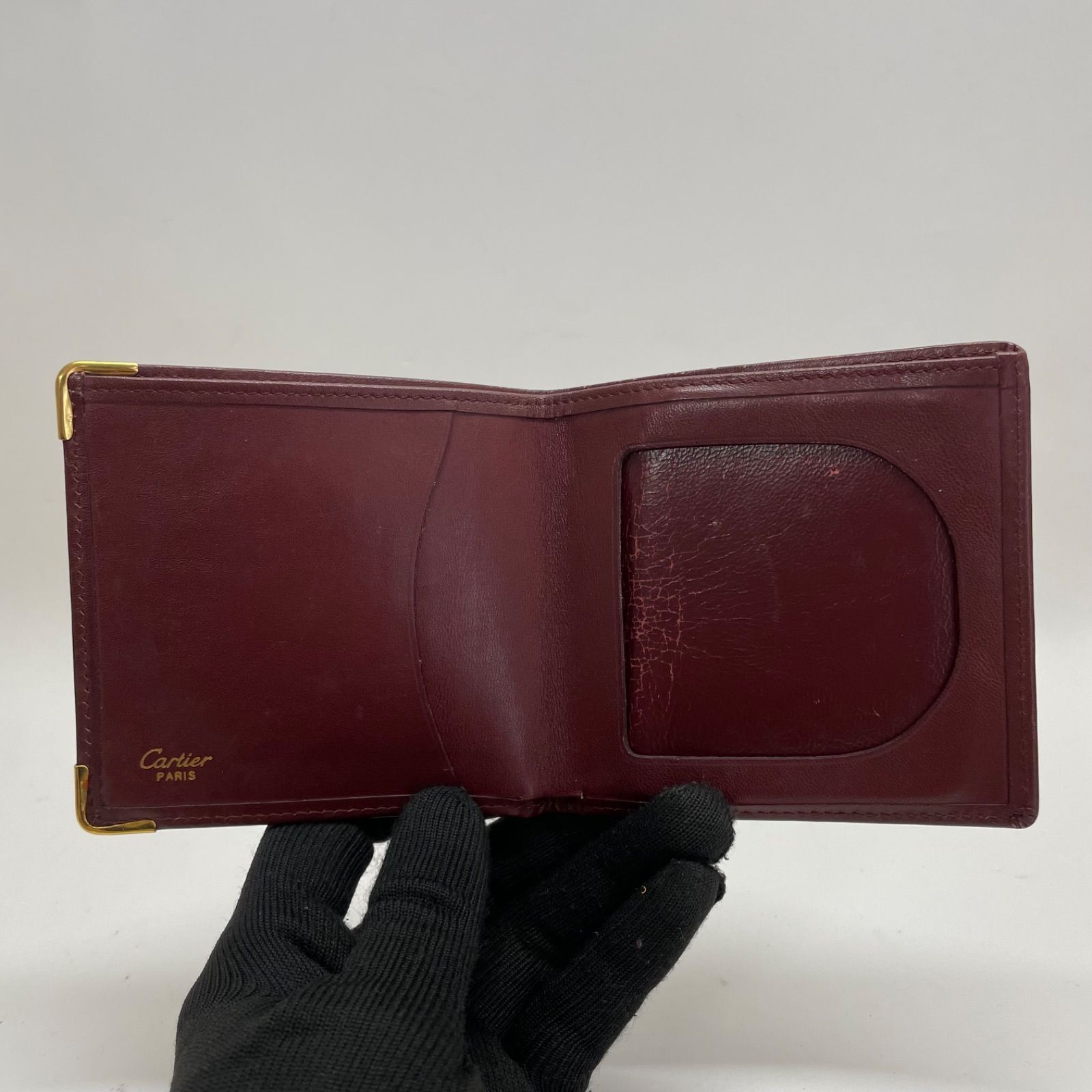 2097 Cartier カルティエ 二つ折り財布 マストライン ボルドー