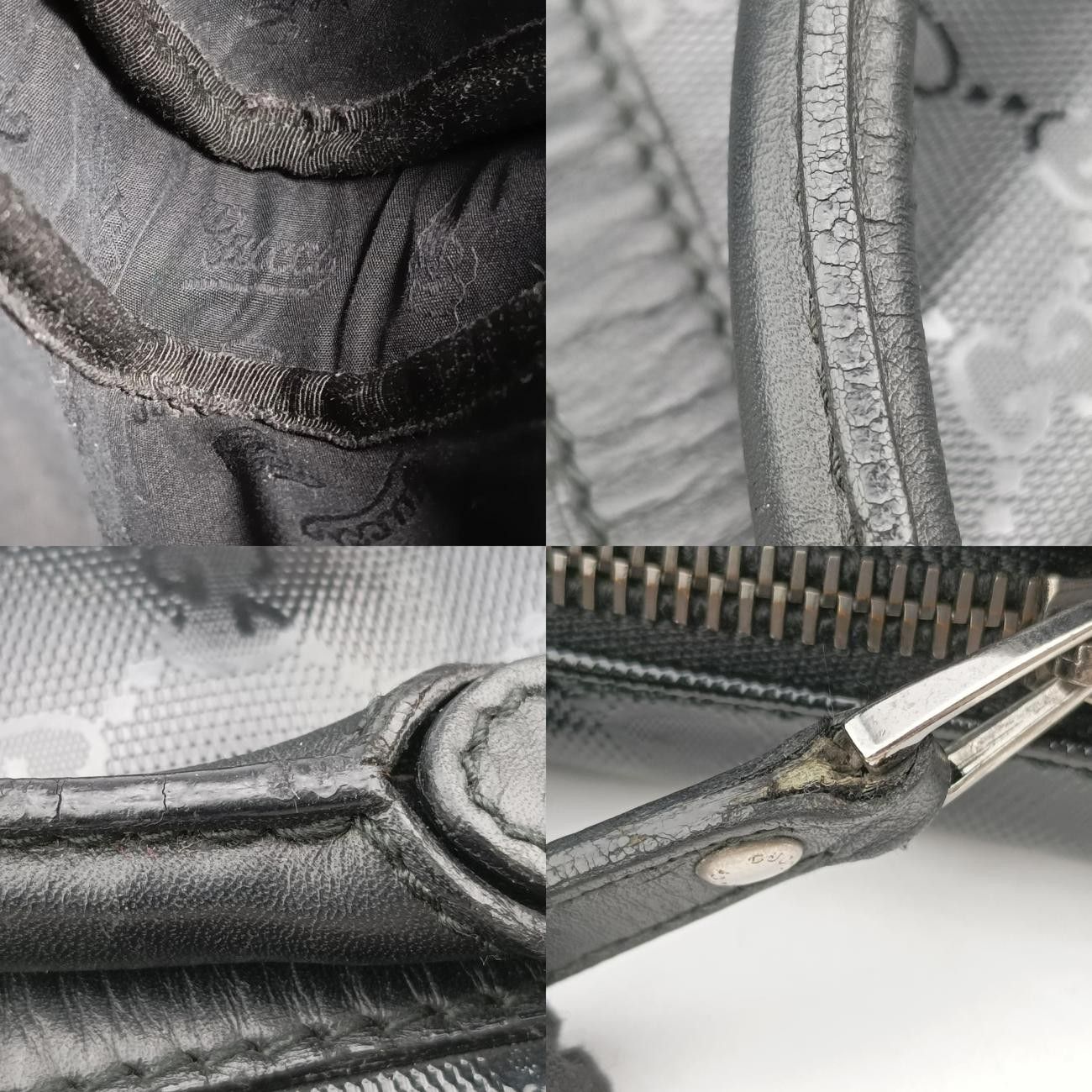 グッチGucciディアマンテブラックPVCコーティングキャンバス