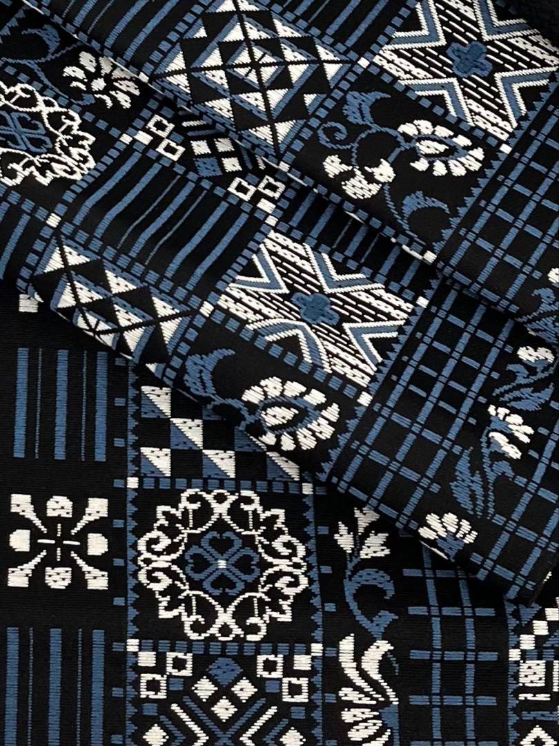 西陣織 廣部商事 八寸名古屋帯 幾何学模様 ♥品 絹 松葉仕立て