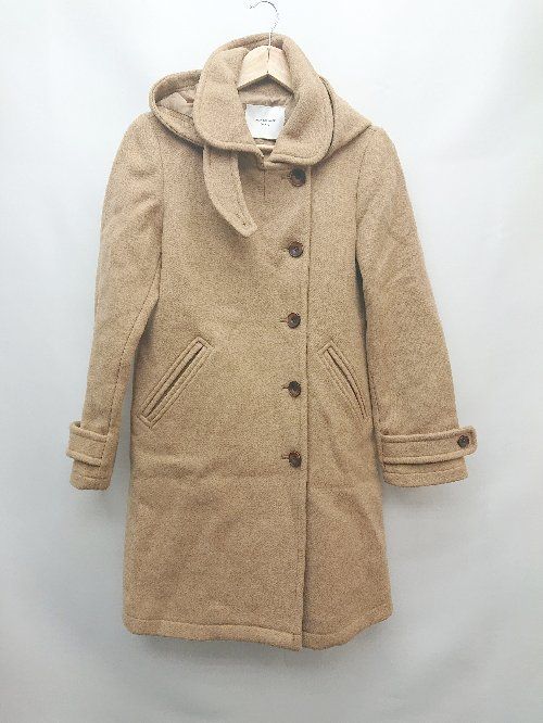 ◎ URBAN RESEARCH DOORS フーディー ウール 無地 秋冬 長袖 コート サイズ40 キャメル ブラウン系 レディース P 1310020015410