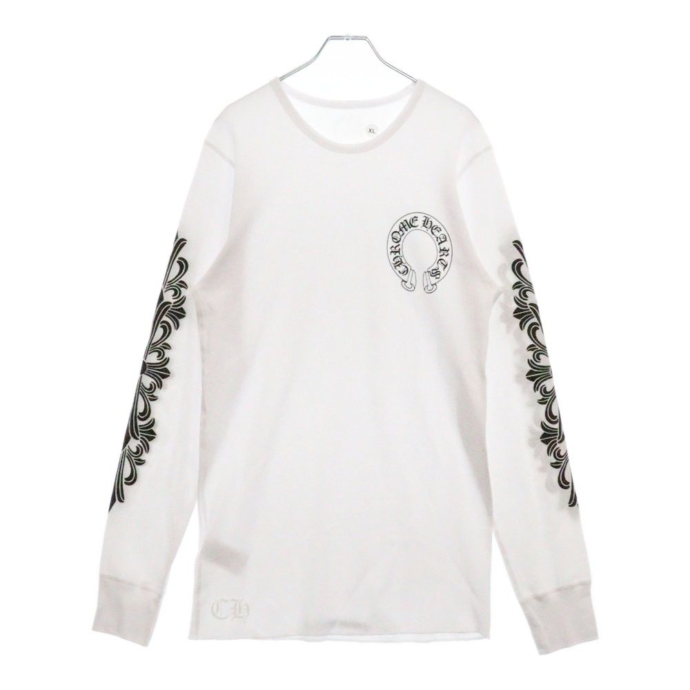 CHROME HEARTS クロムハーツ Horseshoe Arm Floral Thermal L|S Tee ホースシュー アームフローラル サーマル長袖Tシャツ ロンT ホワイト