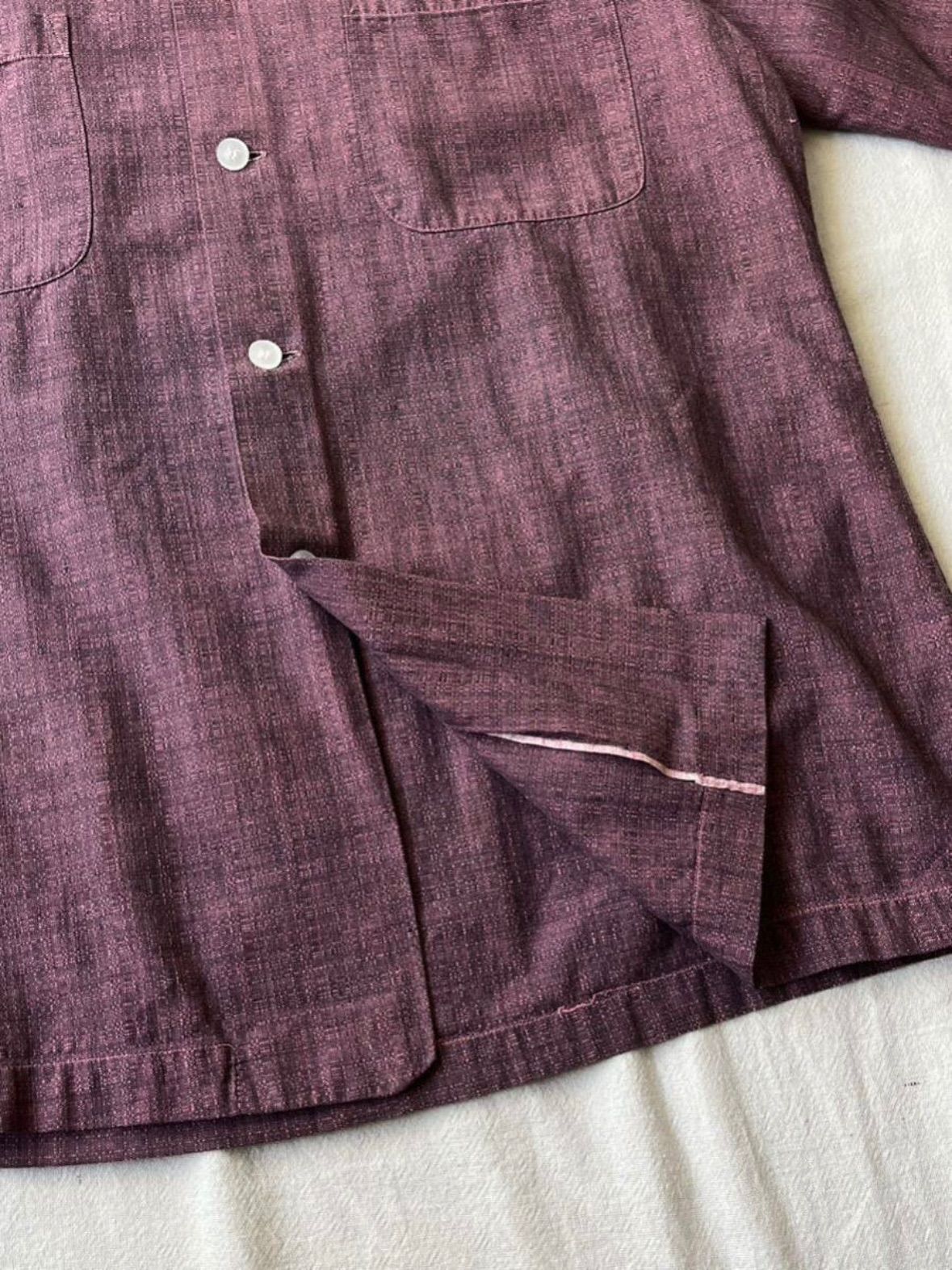 60s USA vintage ボックス シャツ / コットン パープル ワイン