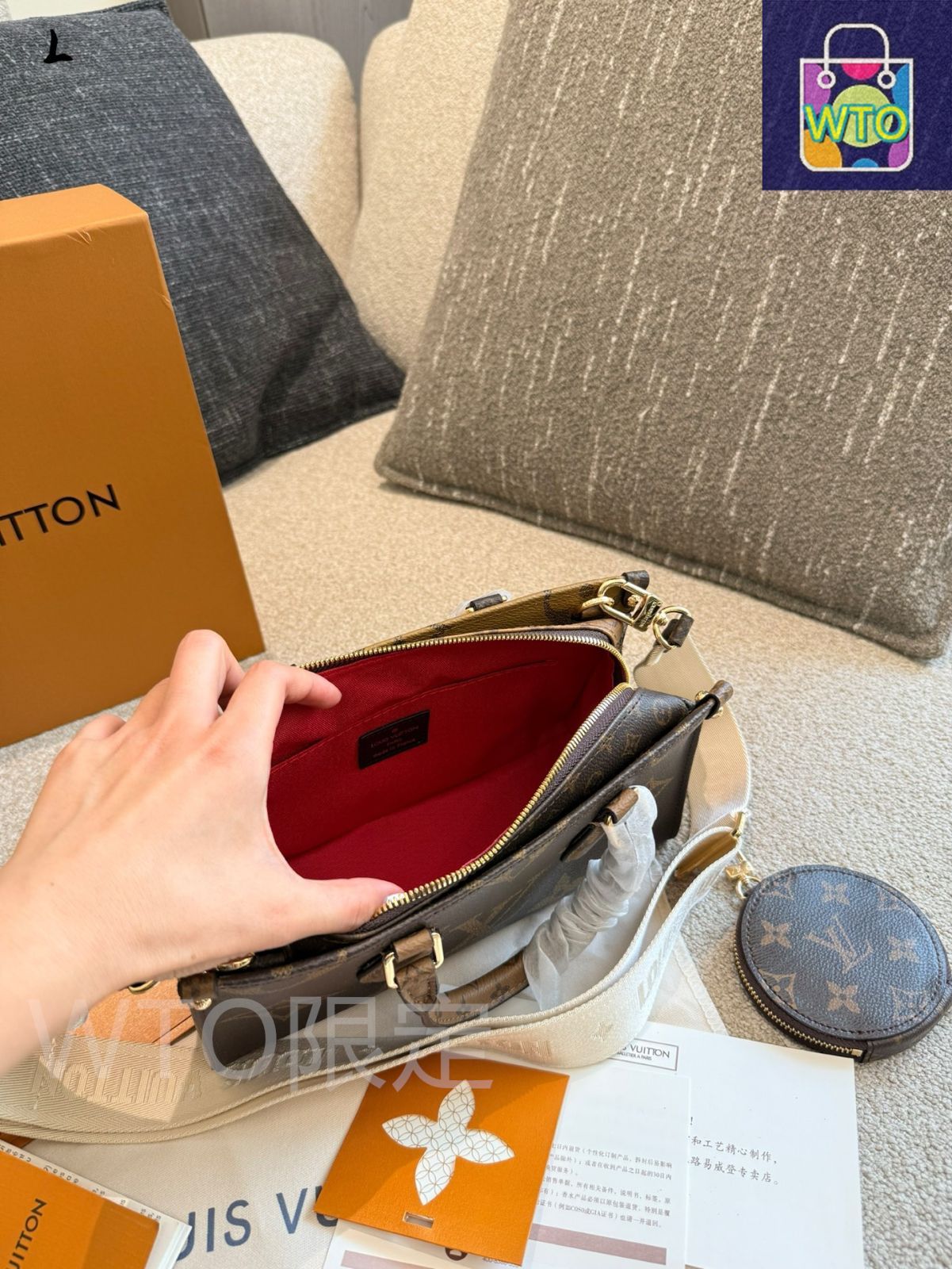 【大人可愛い♪人気のポーチ付】◆Louis Vuitton◆ハンドバッグ 今日特価】Louis Vuitton ルイ・ヴィトン オンザゴーイースト