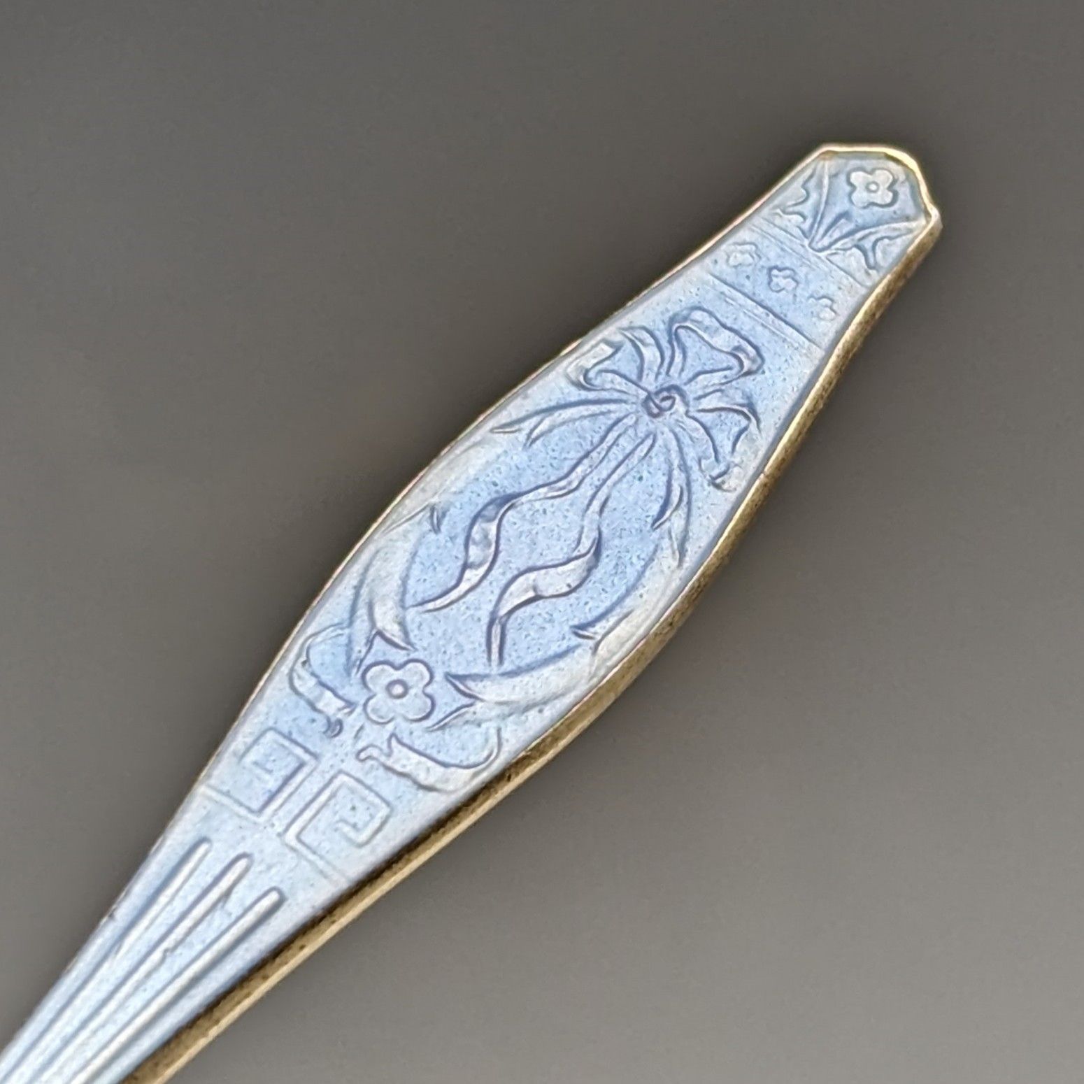 1913年 英国アンティーク エナメル装飾 純銀製 コーヒースプーン6本