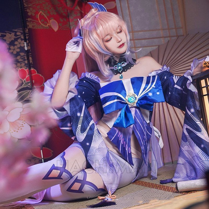 コスプレウィッグ 珊瑚宮心海 コスプレ 三分妄想 原神 コスプレ 珊瑚宮
