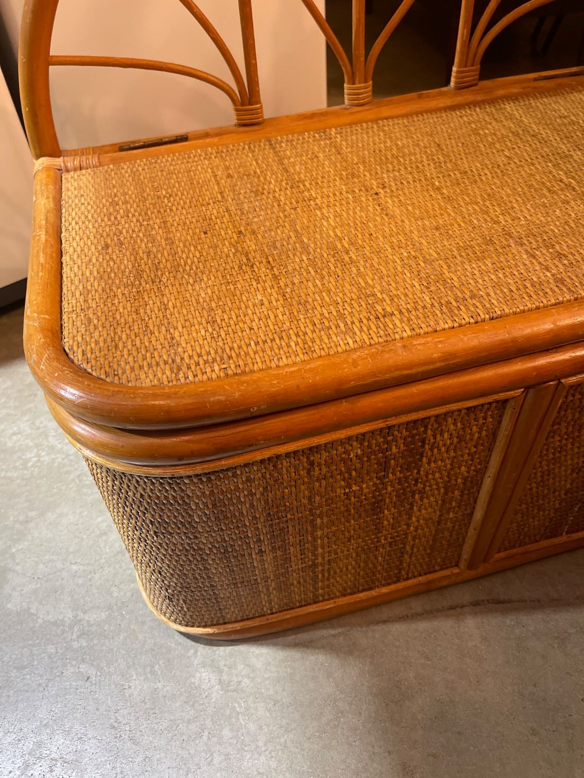 ラタン家具 籐家具 ベンチ収納 レトロ 籐 ラタン 収納ベンチ ラタンベンチ 収納ボックス 籐家具