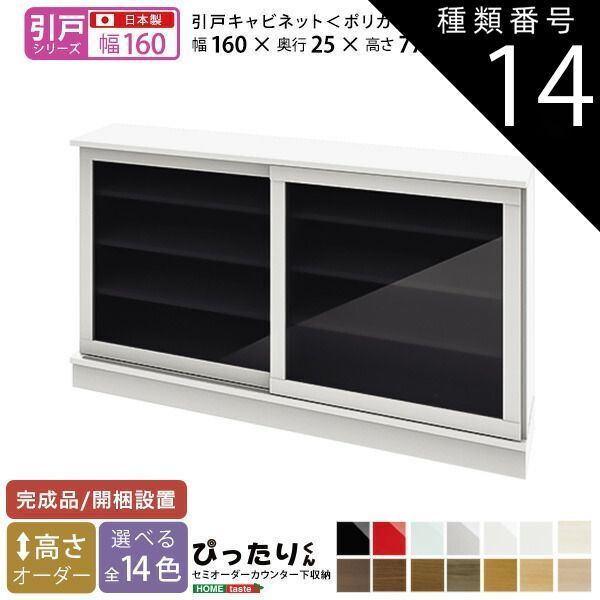 種類14:ミントグリーン（艶有） P４倍 7/11は楽天勝利でさらにPアップ】 セミオーダーカウンター下収納ぴったりくん キャビネット(ポリカタイプ グレイ) 幅160cm×奥行25cm