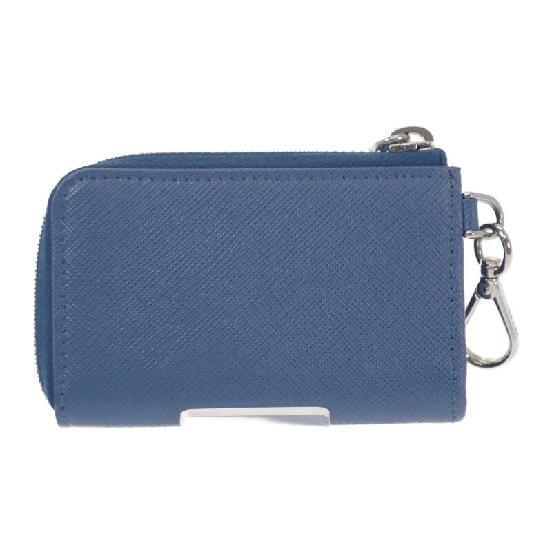 プラダ PRADA レザーキーリング 2TT085 キーケース サフィアーノ ブルー 青 メンズ レディース ユニセックス Aランク