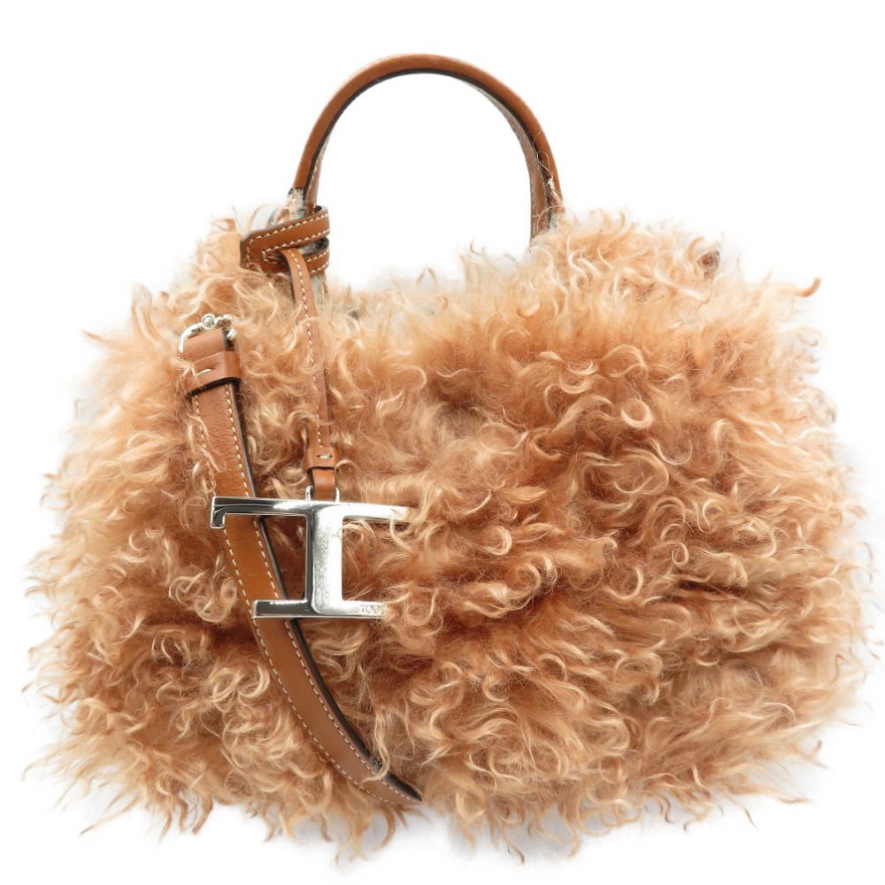 新品同様 トッズ モヘア ナイロン レザー シルバー金具 2WAY