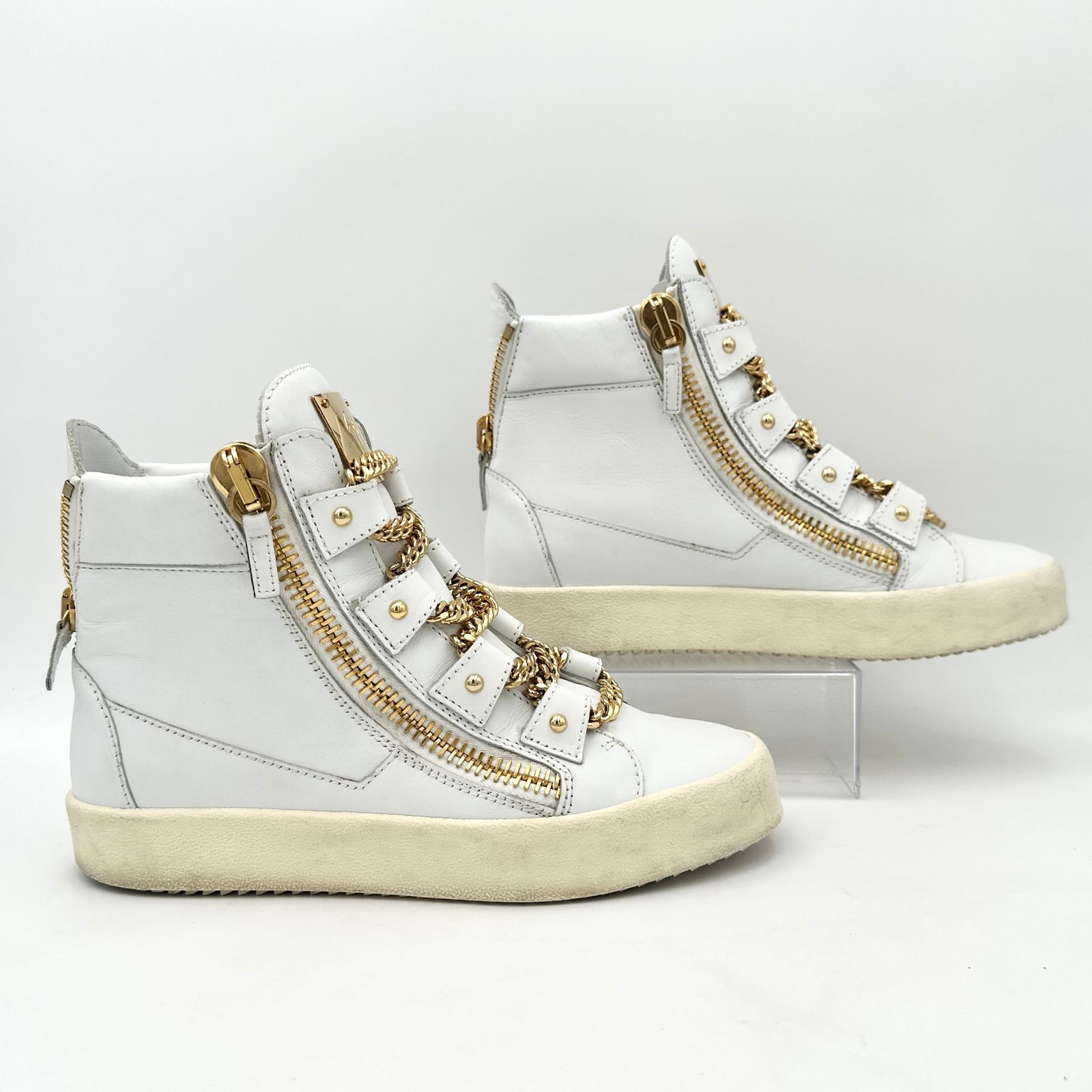 ☆極美品☆ GIUSEPPE ZANOTTI ジュゼッペザノッティ 激レア ハイカットスニーカー チェーン レザー 厚底 ホワイト 25.5㎝  T762 - メルカリ