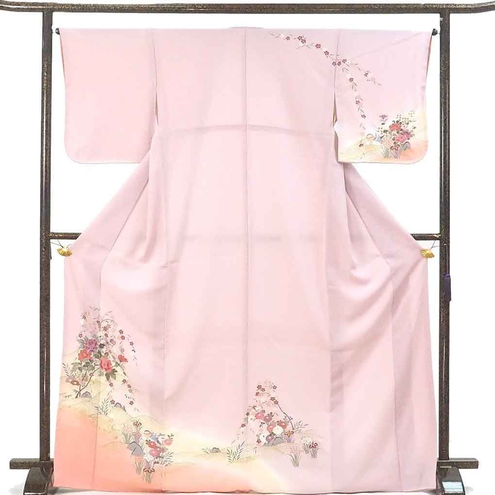 D1 訪問着 友禅 花模様 正絹 着物 袷 未使用極美品 未使用近い 美品 袷 正絹 友禅 訪問着 フルセット - メルカリ