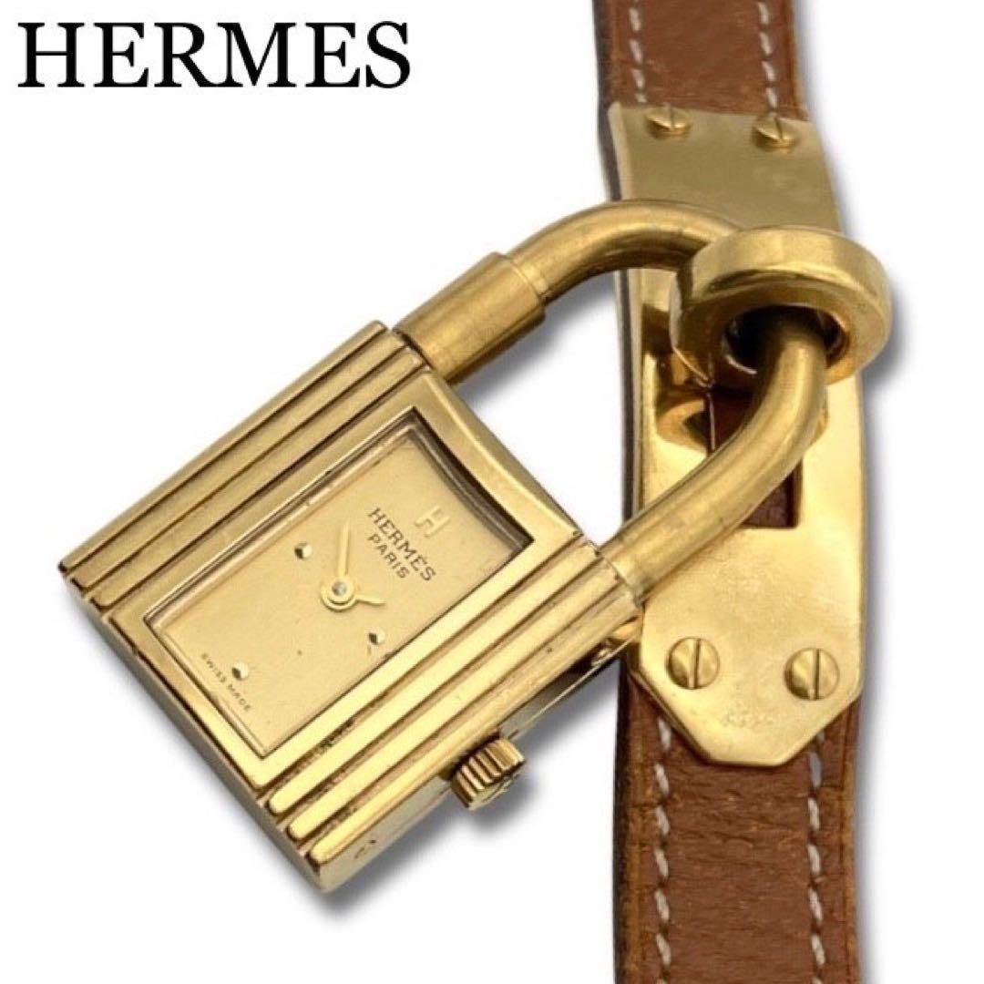 HERMES 不動品 エルメス QZ ケリーウォッチ スクエア ゴールド 