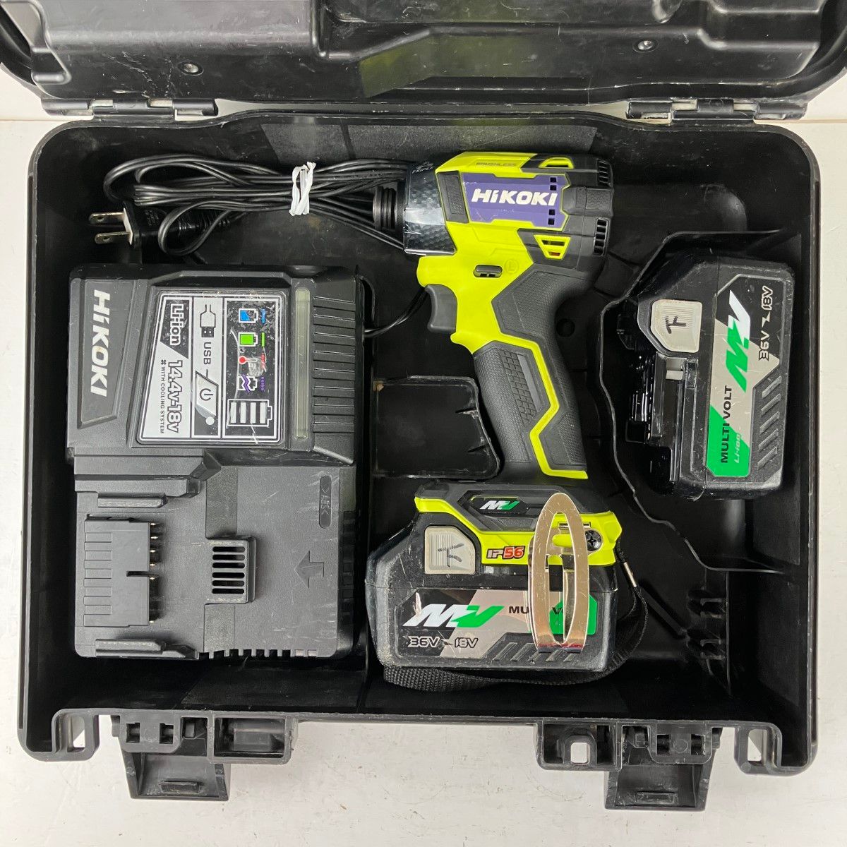 ЗЗHiKOKI ハイコーキ 36v インパクトドライバ バッテリーx2 充電器 ケース付 WH36DD スパイダーイエロー