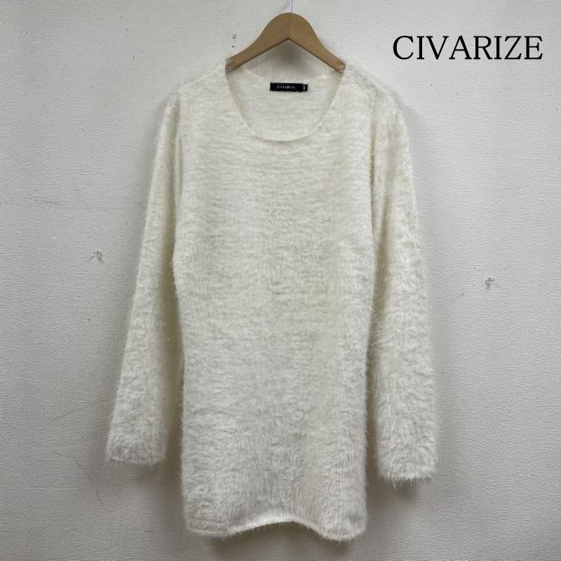 CIVARIZE シャギーニット 人気】CIVARIZE シャギーニットセーター 赤黒ボーダー ロング丈