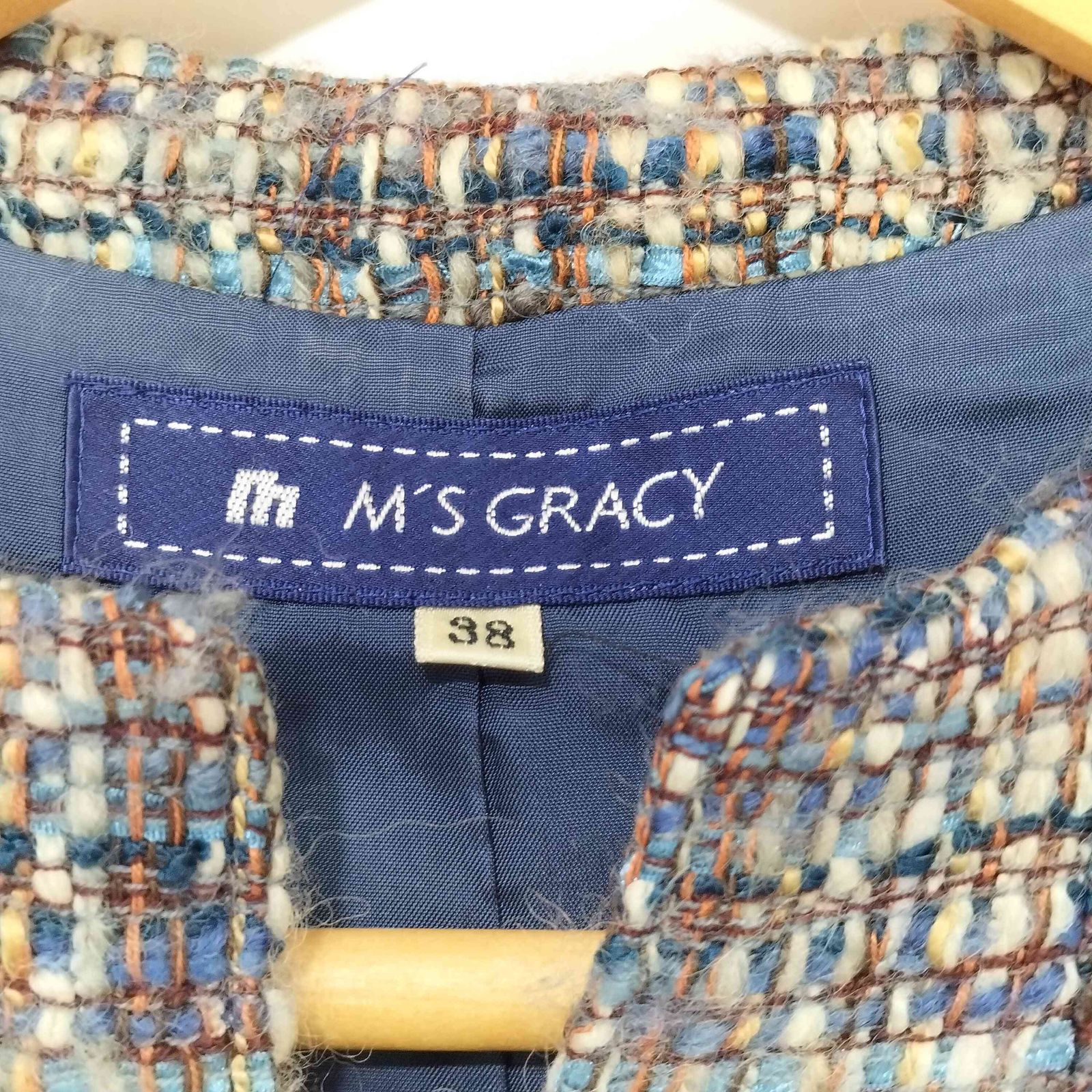 【極美品】エムズグレイシー M'S GRACY　ジャガード　カメリア　トップスＬ 極美品】エムズグレイシー M'S GRACY ジャガード カメリア