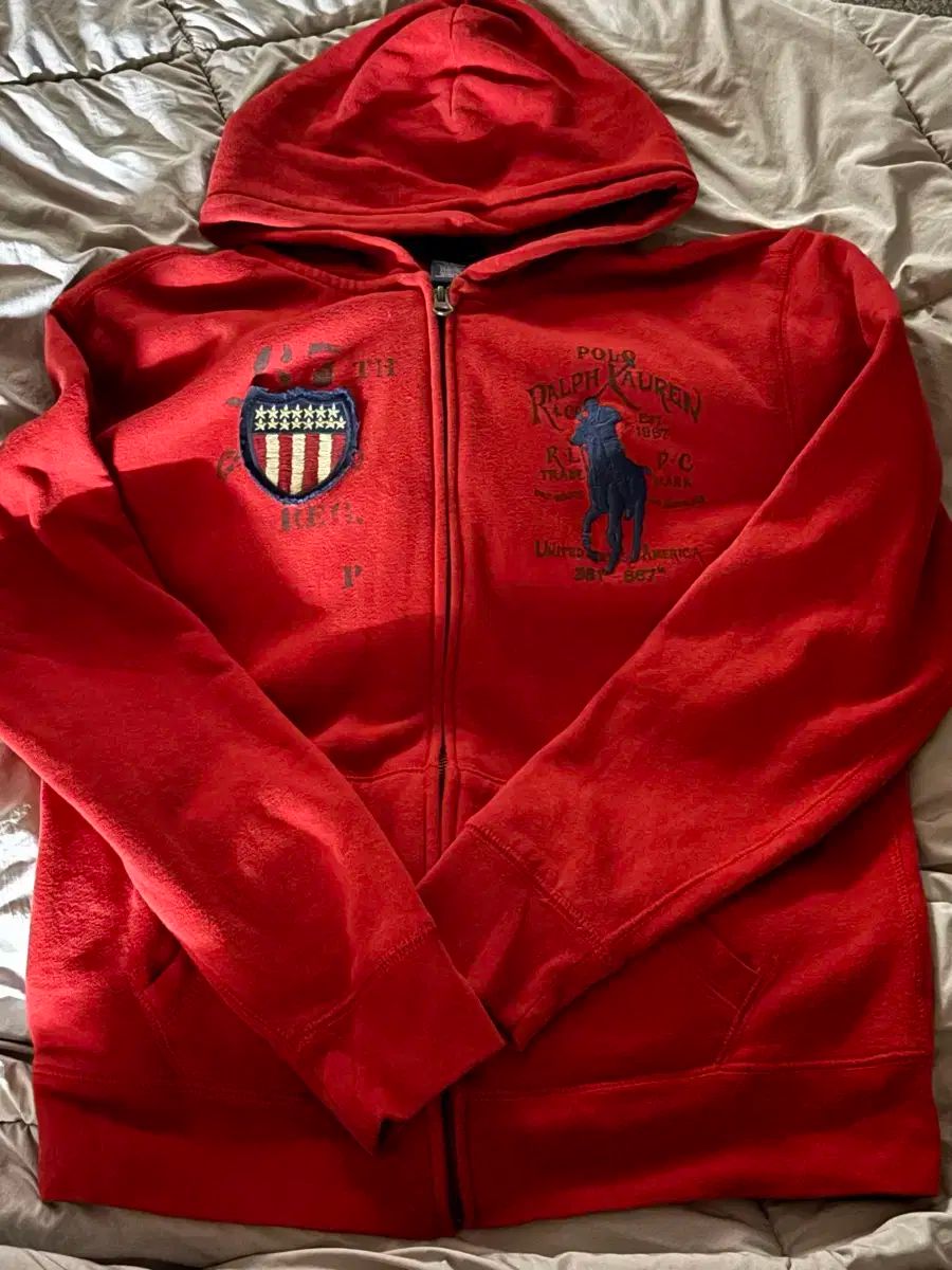 ポロ ビックポニー 星条旗 フードジップアップ レッド