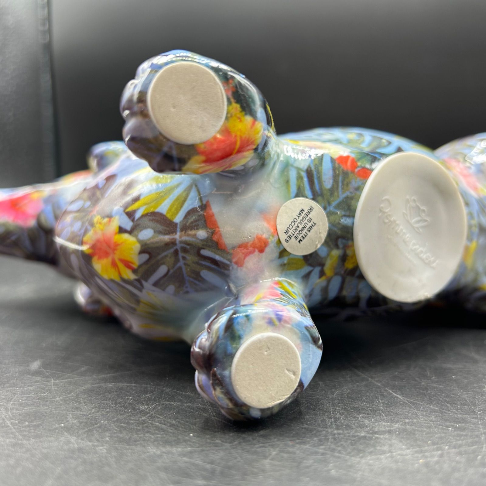 レア ポンピドゥ POMME PIDOU ダックス 貯金箱 置き物 花柄