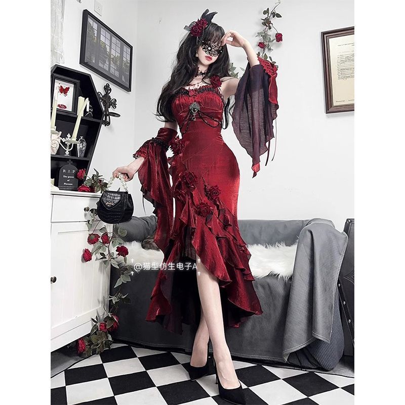 フィッシュテールドレス 優雅な女神風クリスマス＆新年用礼服
