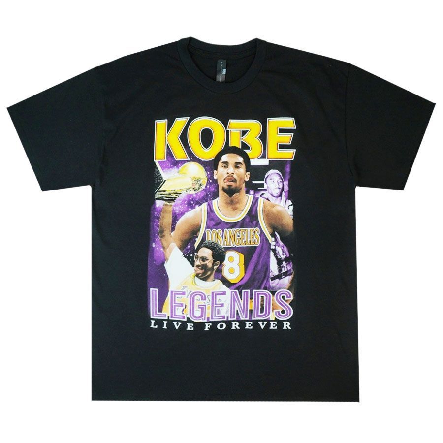 メンズ Tシャツ KOBE BRYANT LEGEND LIVE FOREVER TEE コービー・ブライアント レジェンド リヴフォーエバー Tシャツ  BLACK ブラック NBA LA レイカース 24 バスケ プリント レジェンド ラップＴ 黒 - メルカリ