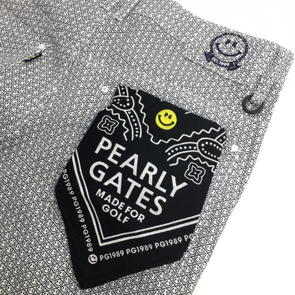 パーリーゲイツ パンツ 白×ネイビー ニコちゃん総柄 スマイル メンズ 4