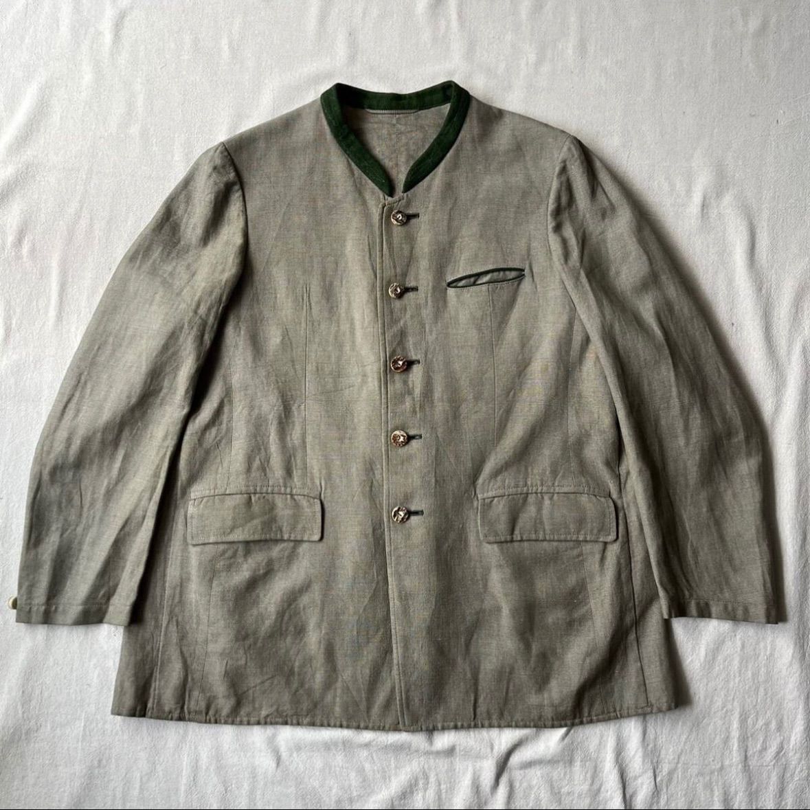 Euro vintage チロリアン ジャケット / コットン リネン オリーブ  