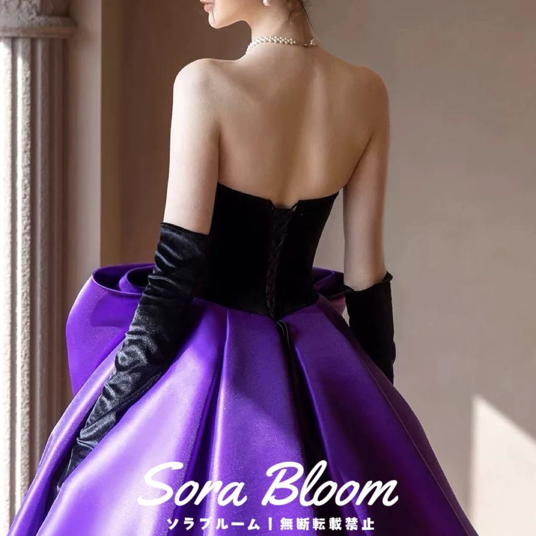 バイカラーにリボンがオシャレなベア イブニングドレス バイカラーにリボンがオシャレなベア イブニングドレス 【公式通販】