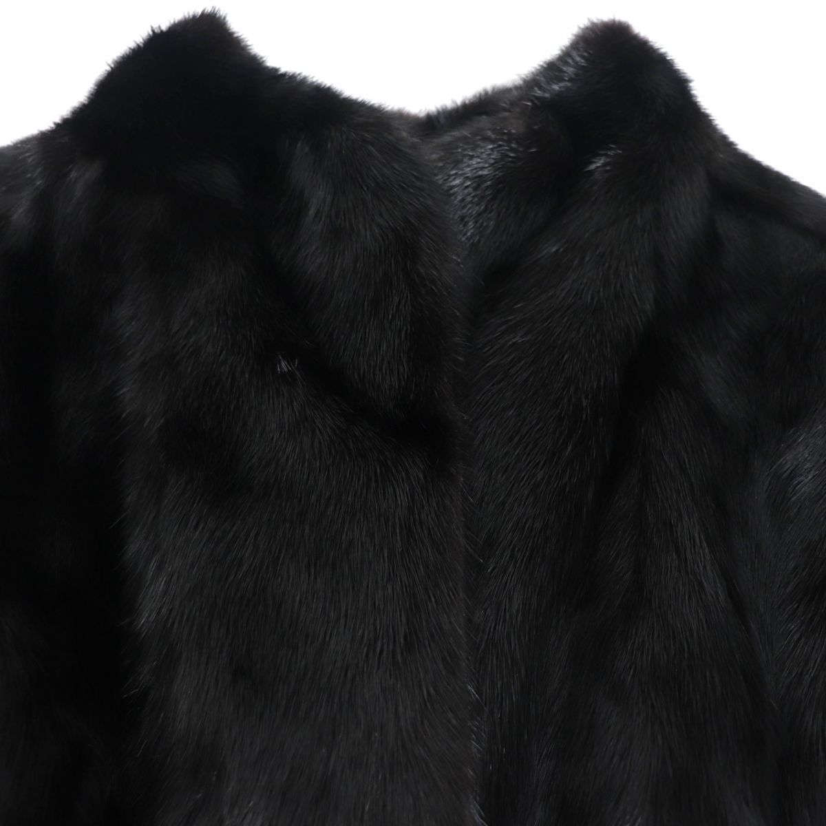 毛並み極美品▼SAGA MINK　サガミンク　本毛皮コート　ダークブラウン(ブラックに近い)　15号　毛質艶やか・柔らか◎