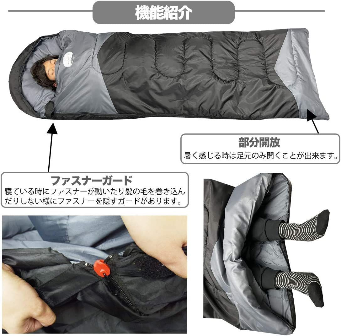 新品］ fieildarchi寝袋-10℃・ワイド・ネイビー アウトドア用品